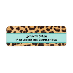 Retouradreslabels Turquoise Luipaardprint Etiket