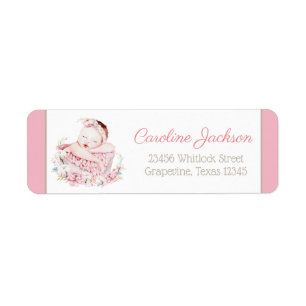 Retouradreslabels voor babyshower voor meisje etiket