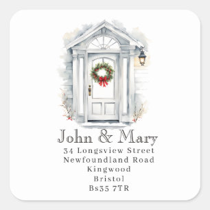 Retouradressticker voor de voordeur Kerstmis Vierkante Sticker