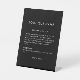 Retourbeleid voor Boutique Clothing Store Reclamebord Met Voetstuk