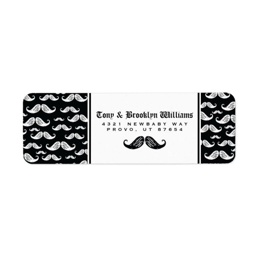 Retouretiket | Modern Script Mustache Boy Etiket (Voorkant)