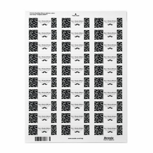 Retouretiket | Modern Script Mustache Boy Etiket (Full Sheet)