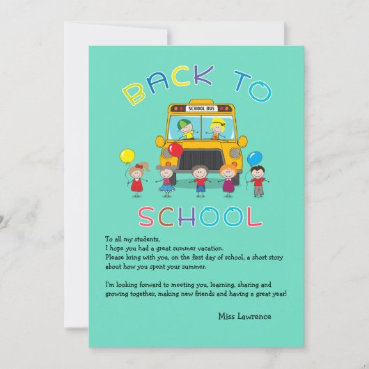 Retourner à l'école Carte pour notes de brise-glac (Devant)