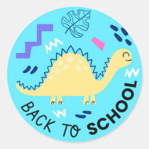 Retourner à l'école Sticker rond classique Dinosau