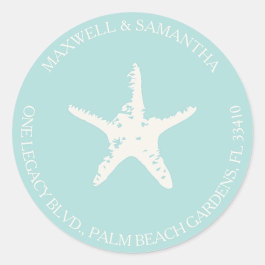 Retourner Adresse Enveloppe Sticker Plage Mariage (Devant)