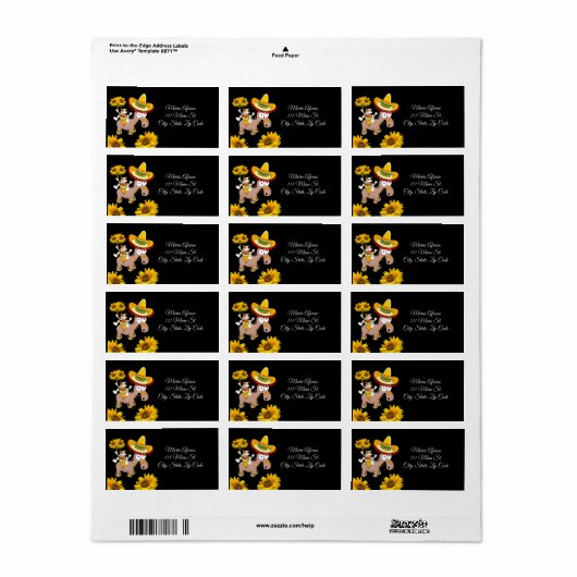 Retourner l'adresse Étiquettes de tournesol Horse (Feuille entière)