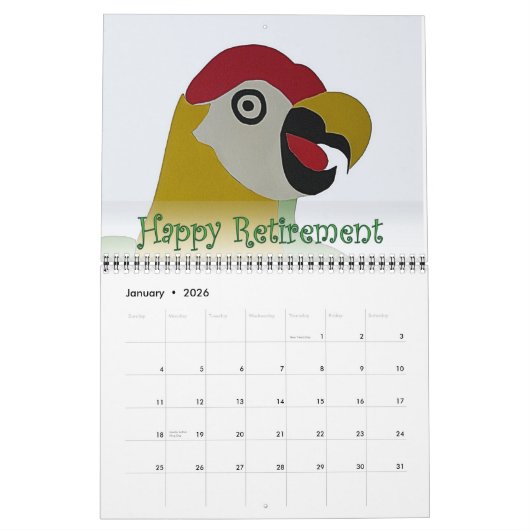 Retraite 2016 Calendrier Parrot Head Art naïf (Jan 2026)