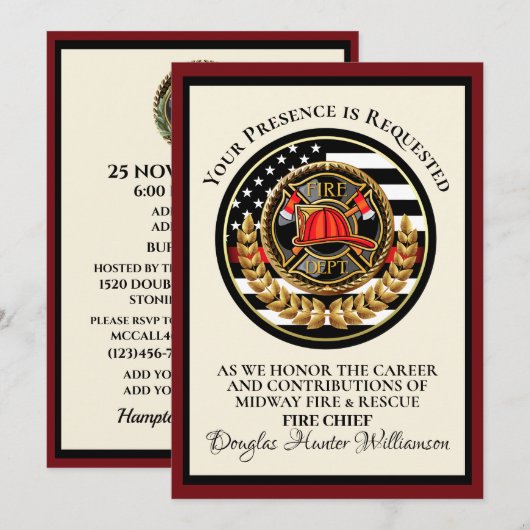Retraite des pompiers / Invitation de reconnaissan (Devant / Derrière)