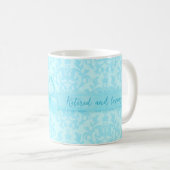 "Retraité et l'aimer" damassé pâle mug bleu (Devant droit)