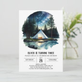 Retraite forestière rustique Invitation d'annivers (Debout devant)