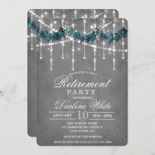 Retraite Hiver Fête Invitation (Devant / Derrière)