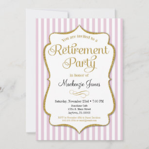 Retraite Invitation Pink Gold Élégante Dame