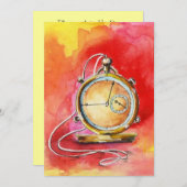 Retraite Invitations Gold Pocket Watch (Devant / Derrière)