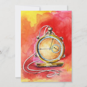 Retraite Invitations Gold Pocket Watch