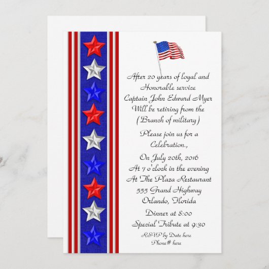 Retraite militaire Invitation (Devant / Derrière)