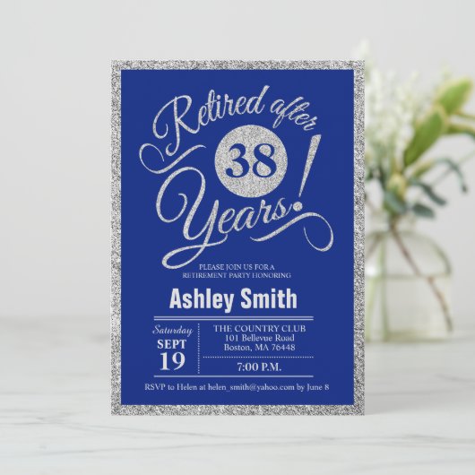 Retraite - Royal Blue Silver Invitation (Debout devant)