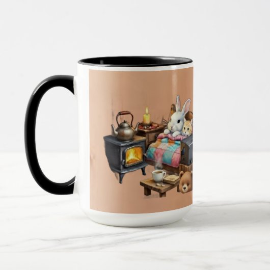 "Retraite Rustique : Tasse à café décorée d'animau (Gauche)