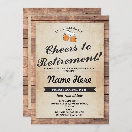 Retraite Soeurs Bières Bois Pub Invitation (Devant / Derrière)