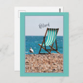 Retraité, Transat en bord de mer Carte postale (Devant / Derrière)