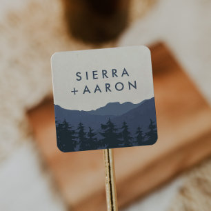 Retreat naar de bergen Wedding Envelope-zegels Vierkante Sticker