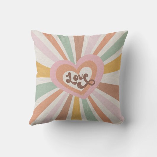 Retro70s Hippy Love Groovy Pink Peach Mint Kussen (Achterkant)