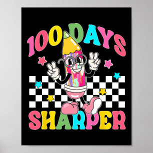 Retro 100 dagen scherper klein potlood 100ste dag poster