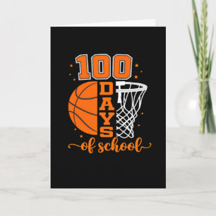 Retro 100 dagen school basketbal sport plezier kaart
