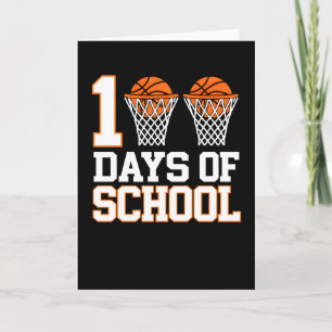 Retro 100 dagen school basketbal sport plezier kaart