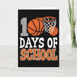 Retro 100 dagen school basketbal sport plezier kaart
