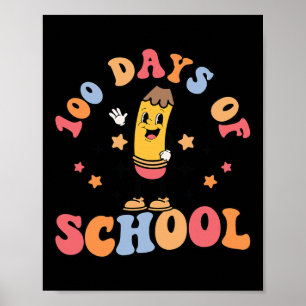 Retro 100 dagen schoollerarenstudenten 100e dag poster