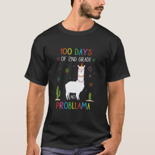 Retro 100 dagen van de 2e klas Geen Probllama Lama T-shirt