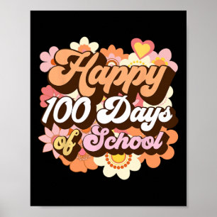 Retro 100 dagen van schoolleraren Kinder Groovy 10 Poster