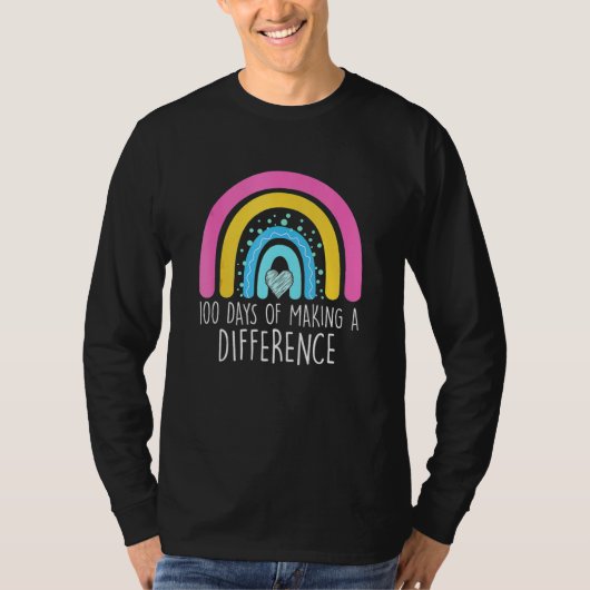 Retro 100 Days Of Making A Difference 100th Day Of T-shirt (Voorkant)