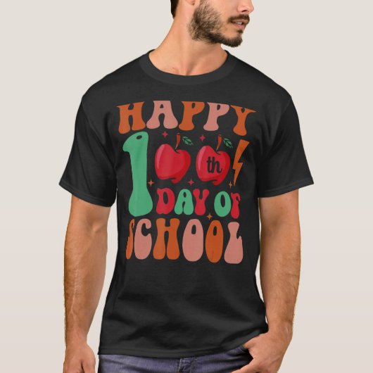 Retro 100e dag van schoolleraren Kinder Happ T-shirt (Voorkant)