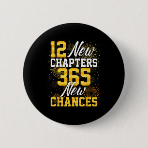 Retro 12 Nieuwe Hoofdstukken 365 Nieuwe Kansen Gel Ronde Button 5,7 Cm