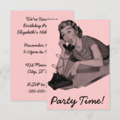 Retro 16e verjaardag kaart (Voorkant / Achterkant)