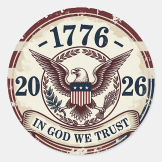 Retro 1776 Adelaar Badge Patriottisch Ronde Sticker