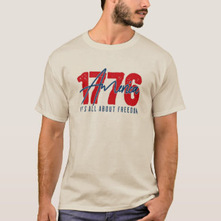 Retro 1776 Amerika Script En Blokletterlogo T-shirt