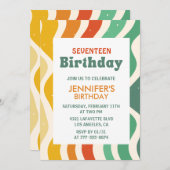 Retro 17e anniversaire invitations Super Wavy (Devant / Derrière)