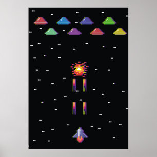 Retro 1908s videogame arcade poster