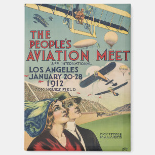 Retro 1912 Los Angeles Luchtshow Reis Kunst Magneet
