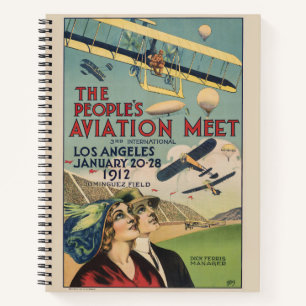 Retro 1912 Los Angeles Luchtshow Reis Kunst Notitieboek