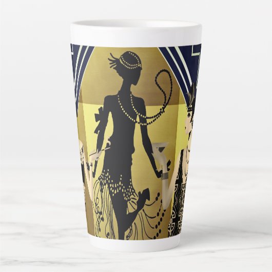 Retro 1920-dansers zwart goud latte mok (Voorkant)