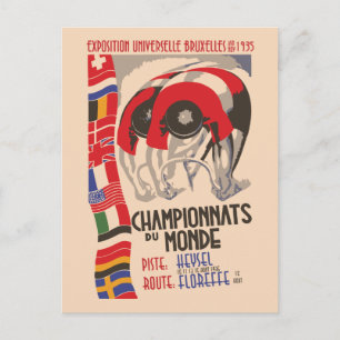 Retro 1930s art deco design cycling briefkaart