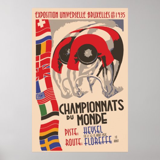 Retro 1930s art deco design cycling poster (Voorkant)