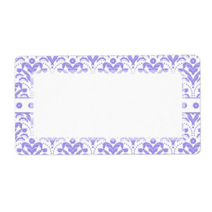 Retro 1930s Art Deco Paars Damask Pattern Etiket