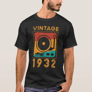 Retro 1932 90th Birthday Record Player T-shirt