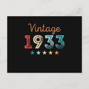 Retro 1933 90e verjaardag cadeau 90 jaar oud briefkaart