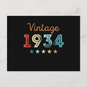 Retro 1934 90e verjaardag cadeau 90 jaar oud briefkaart