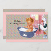 Retro 1940s Baby shower Kaart (Voorkant / Achterkant)